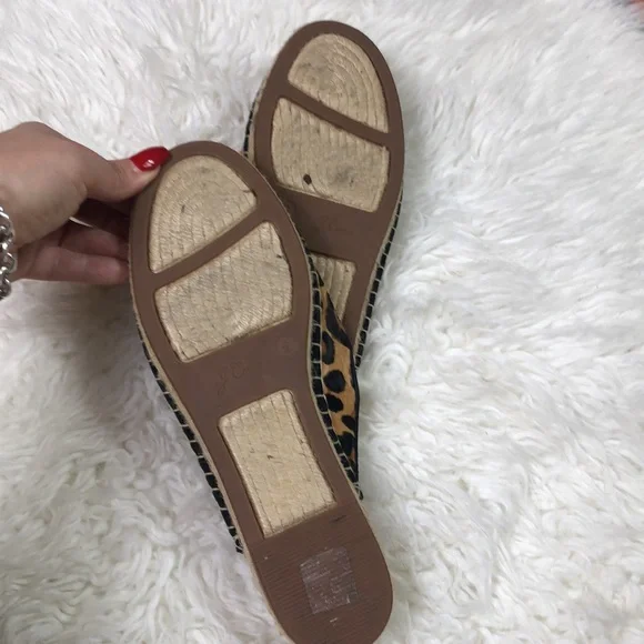 J Crew Calf Hair Leopard Slip On Espadrilles Mules Shoes Flats - Picture 9 of 13